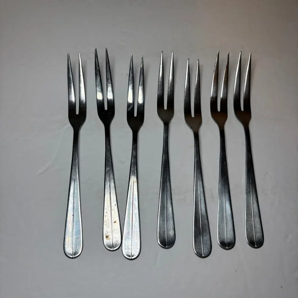 Vintage Capco Set of 7 Stainless Steel Fondue Appetizer Forks 6.25